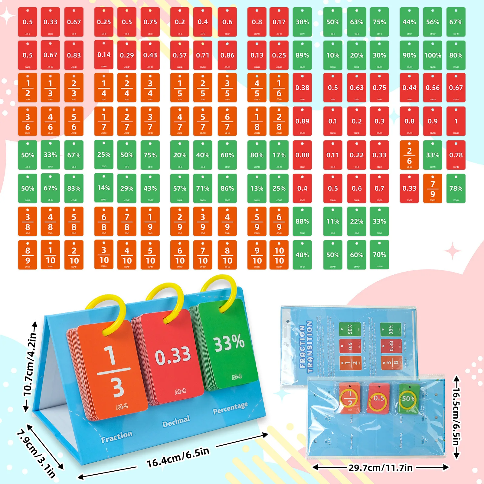 Early Education Flash Cards for Math Concepts: 69 Cards Teaching Decimal Percent Conversion for Cognitive Development
