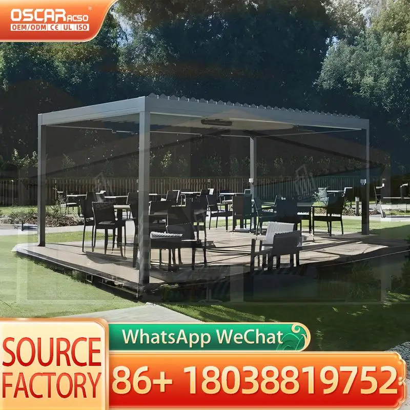 European 3x3 3x4 4x3 4x4 4x5 4x6 6x3 6x4 6x5 6x6m Easily Assembled Windproof Waterproof Outdoor Aluminum Pergola with Louvers Pa