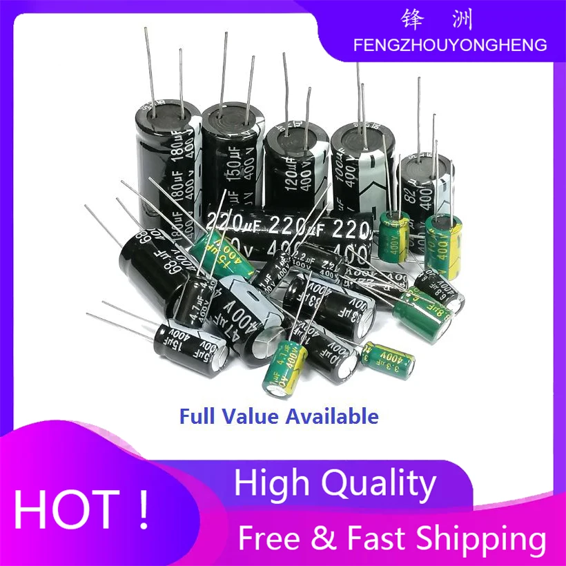 20pcs 1UF 2.2UF 3.3UF 4.7UF 10UF 22UF 33UF 47UF 100UF 220UF 330UF 470UF 50V Aluminum Electrolytic Capacitor 35V 25V 0.47UF