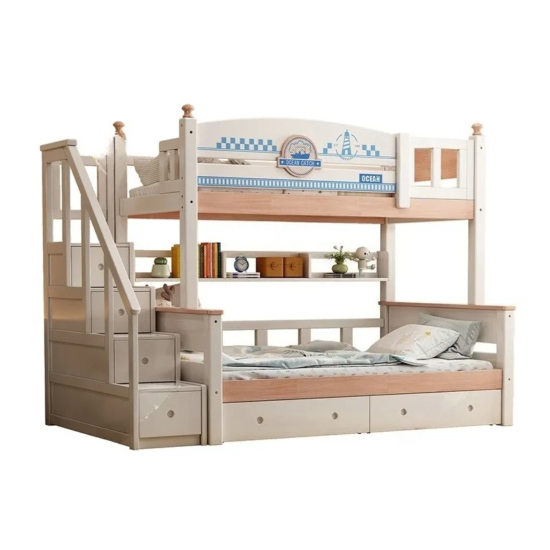 Solid wood high and low beds Thickened upper and lower beds Mother and child beds Household small apartment two-layer