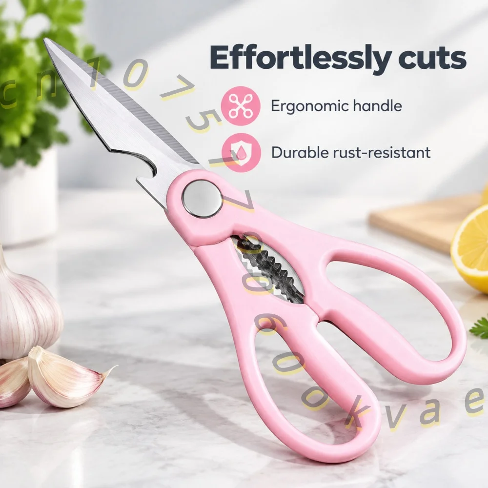 Kitchen Scissors Stainless Steel Poultry Shears for Chicken Bone Fish Vegetable Food Cutting Tool Non-slip Ergonomic Handle