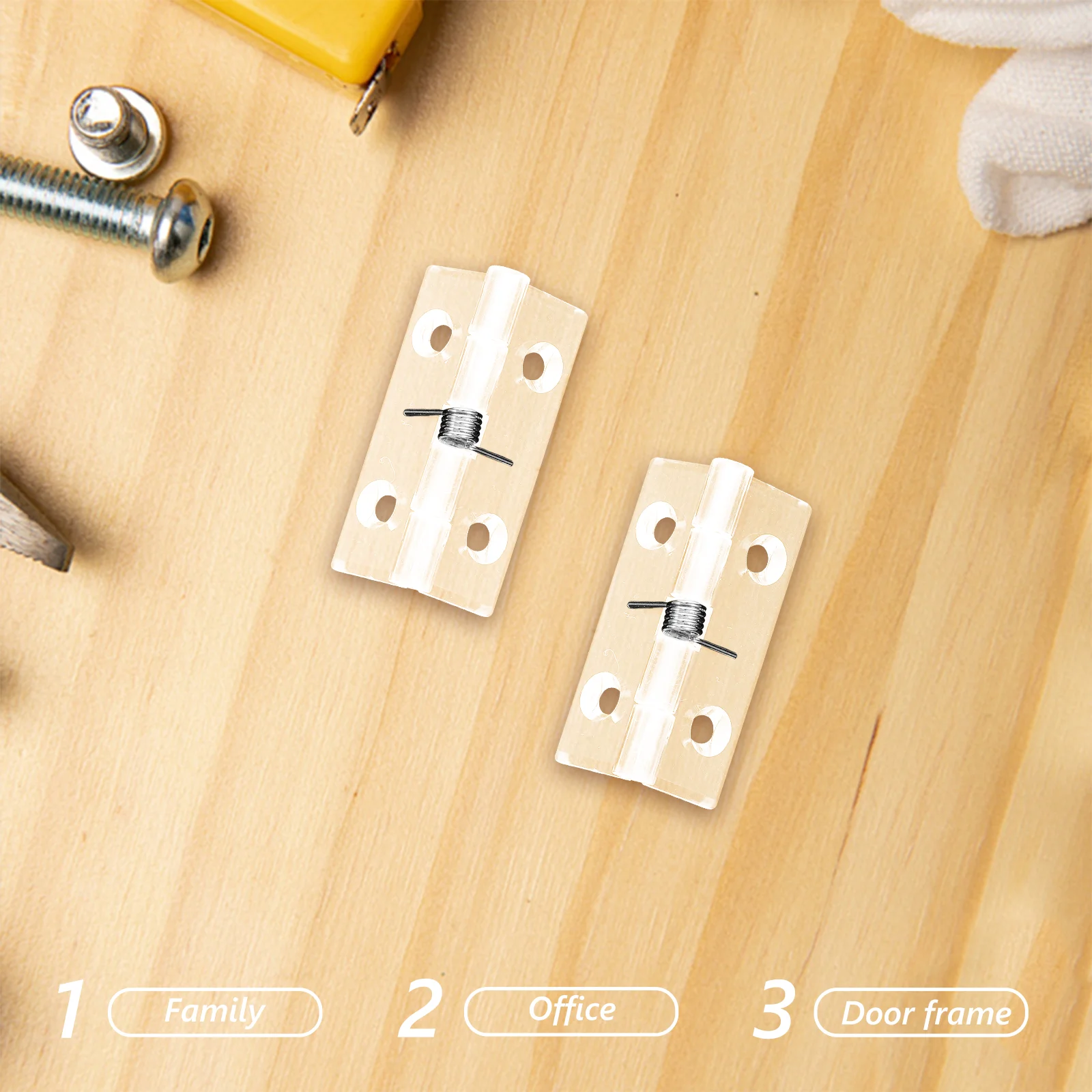 

2 pcs Self-closing Door Hinges Automatic Rebound Transparent Mechanism Hardware Concealed Design Long-lasting