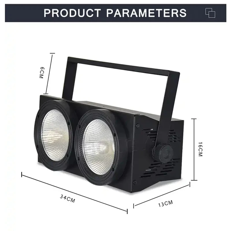 200W LED Audience Lights 2 Eyes COB Blinder Warm Cool White High Power Stage Lighting Live Room Fill Cob Surface Lights