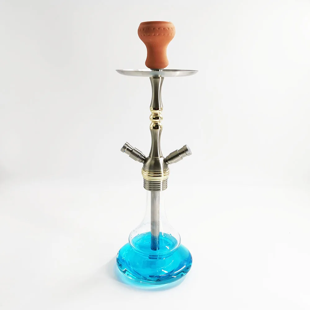 Aluminum Alloy Arabian Hookah Set, Double Pipe Glass Shisha, Glass Hooka for Smoking, Chicha Accessories, Complete Accessories