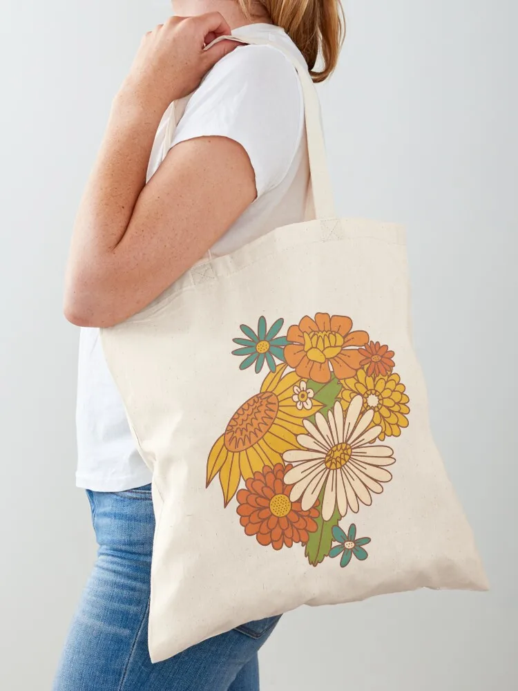

70s Retro Floral Tote Bag Women's bags cloth bag woman Women's bag Gift