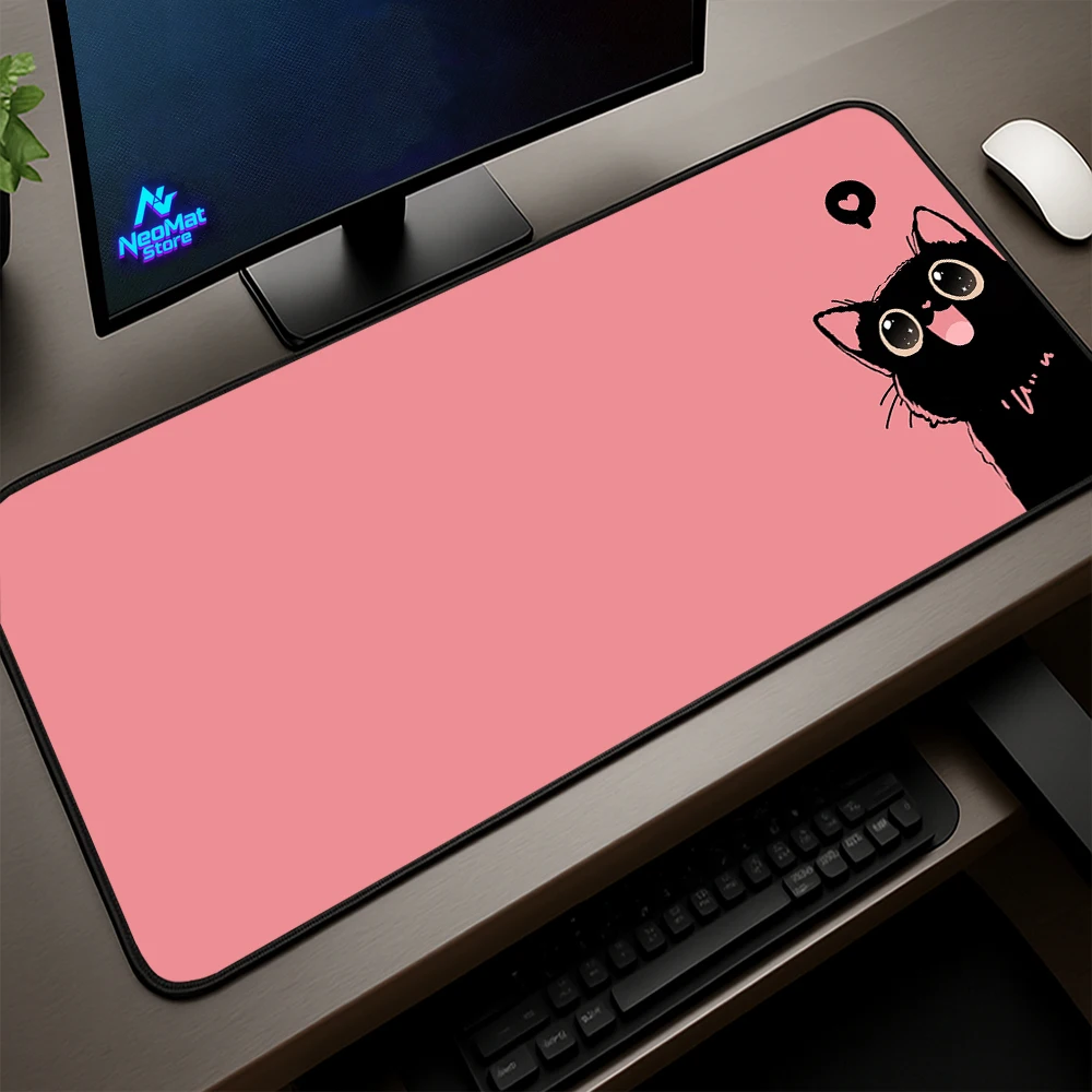Kawaii Desk Mat Large Extended Gaming Laptop Big Mousepad Pink Black Cat Soft Slip Non 900x400 Mouse Accessories Keyboard Mat