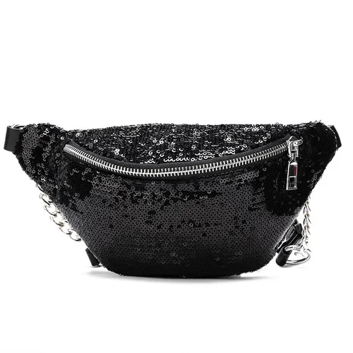 Holographic Waist Bags for Women Silver Fanny Pack Female Belt Bag Black Geometric Waist Packs Laser Chest Phone Pouch Bum Bag