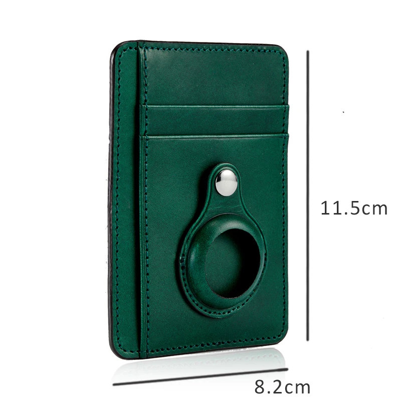 Custom Name Italian Vegetable Tanned Leather Air Tag Wallet Card Case Slim Gift for Men Dropship