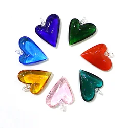 2pcs Clear Heart Glass Charms Pendant Cute Miniature Love Ornaments for Diy Jewelry Necklace Making Accessories or Wedding Decor