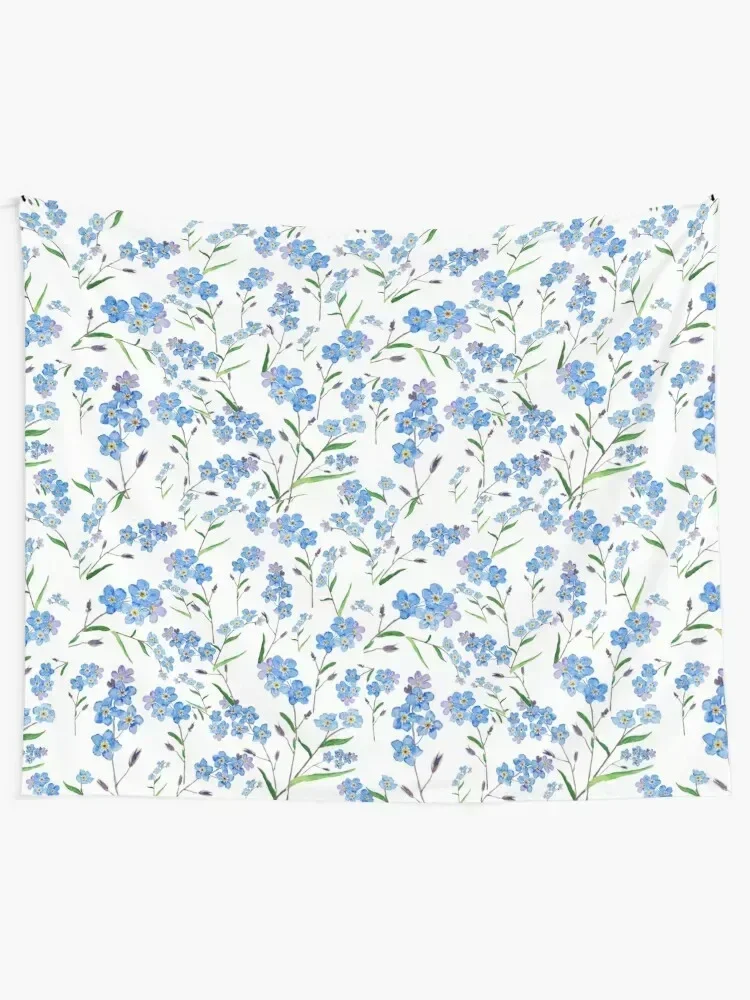 blue forget me not pattern watercolor Tapestry Wall Tapestries Decoration For Bedroom Things To The Room Tapestry