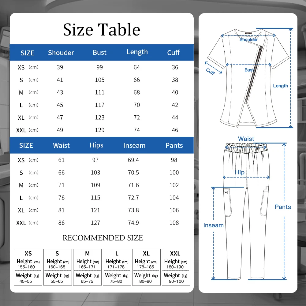 Anti-wrinkle Surgical Uniforms Women Medical Nurse Scrubs Suit Breathable Clinical Nursing Workwear Pet Grooming Working Clothes