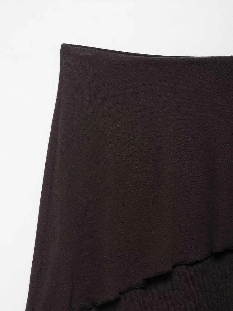 กระโปรงทรงเอ midi ผ่าข้าง เอวสูง สไตล์ยุโรปและอเมริกา รุ่นใหม่ล่าสุดสำหรับฤดูใบไม้ร่วง ดีไซน์ทันสมัย เรียบง่าย ใส่ได้หลากหลาย ผ้าเนื้อนุ่ม