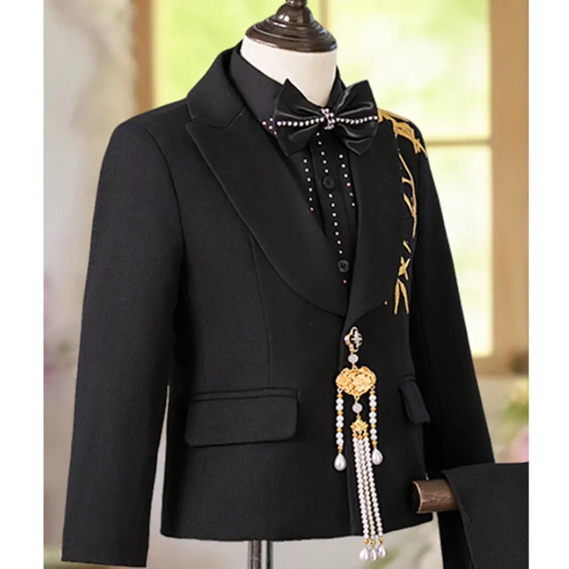 Neue Jungen Anzug Set Hochzeit Geburtstag Party Host Klavier Leistung Kostüm Smoking Jungen Blazer Sets A4777 Vestidos – Detail 5