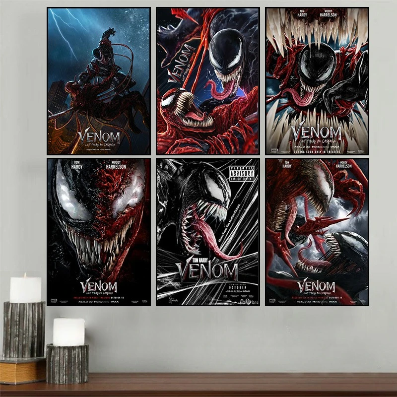 Póster de película clásica MINISO Venom, pintura decorativa, personajes de Marvel, pintura en lienzo alternativa para habitación de niños