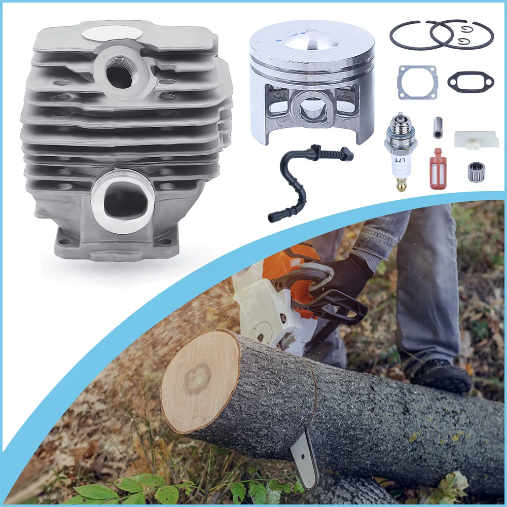 46mm Chainsaw Super AV WB Cylinder Piston Gasket Kit For Stihl 028 Chainsaw 1118 020 1203 w Fuel Line Filter Bar Stripe