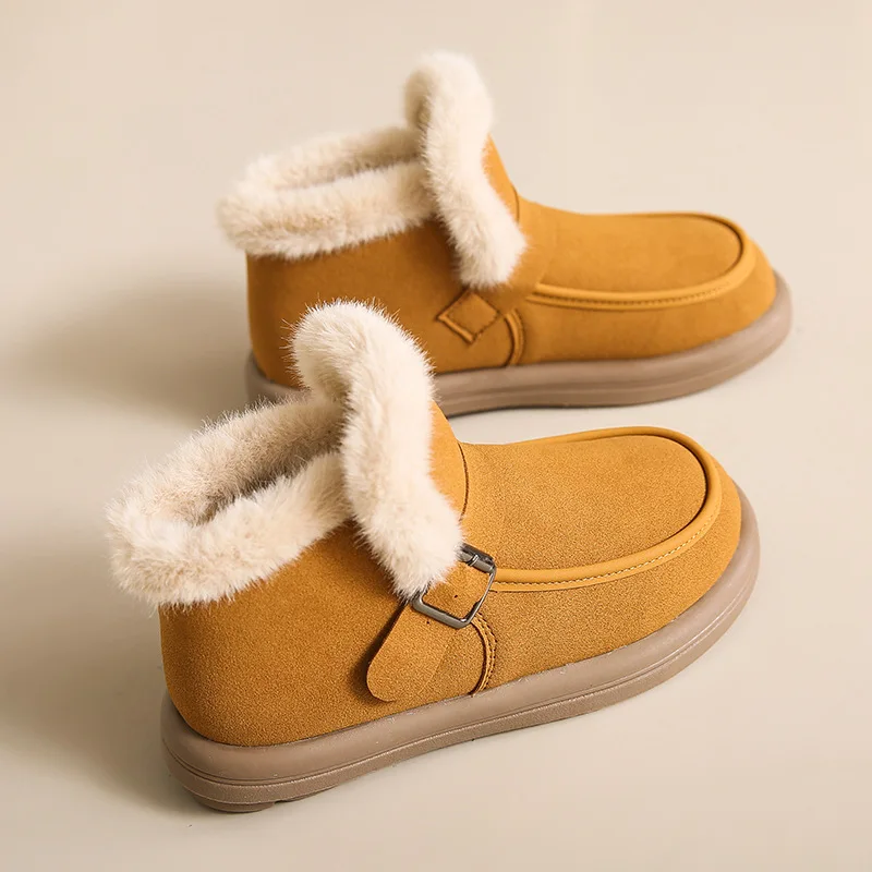 2023 Women Winter Boots Slippers Thickening Plush Warm Snow Boot Couple Thick Heels Cotton Shoes Plus Size Platform Slides Botas