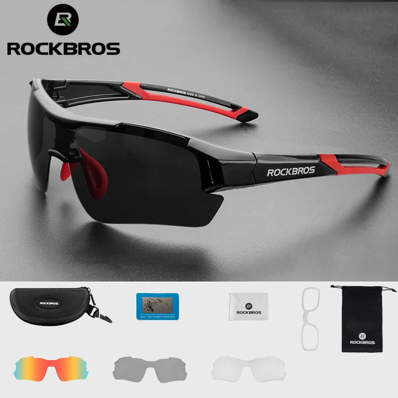 Поляризованные велосипедные очки ROCKBROS для мужчин, спортивные солнцезащитные очки для шоссейного, горного и горного велосипеда, защитные очки для езды на велосипеде, 5 линз.