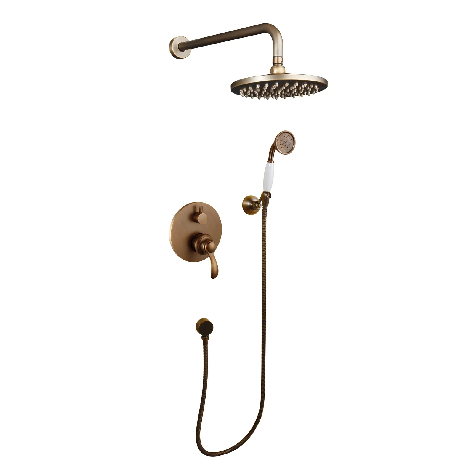 

Retro style all copper showerhead set, concealed wall mounted dual function showerhead, imitation antique showerhead set GN973OK