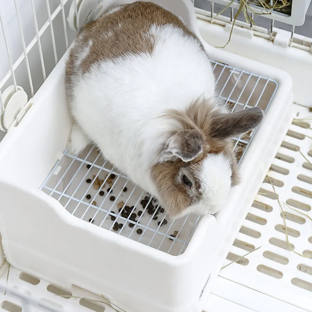

s Pet Litter Box Rabbit Supplies Bunny Cage Toilet White Reusable Material Low Entry Easy Cleaning Suitable for Hamster Guinea