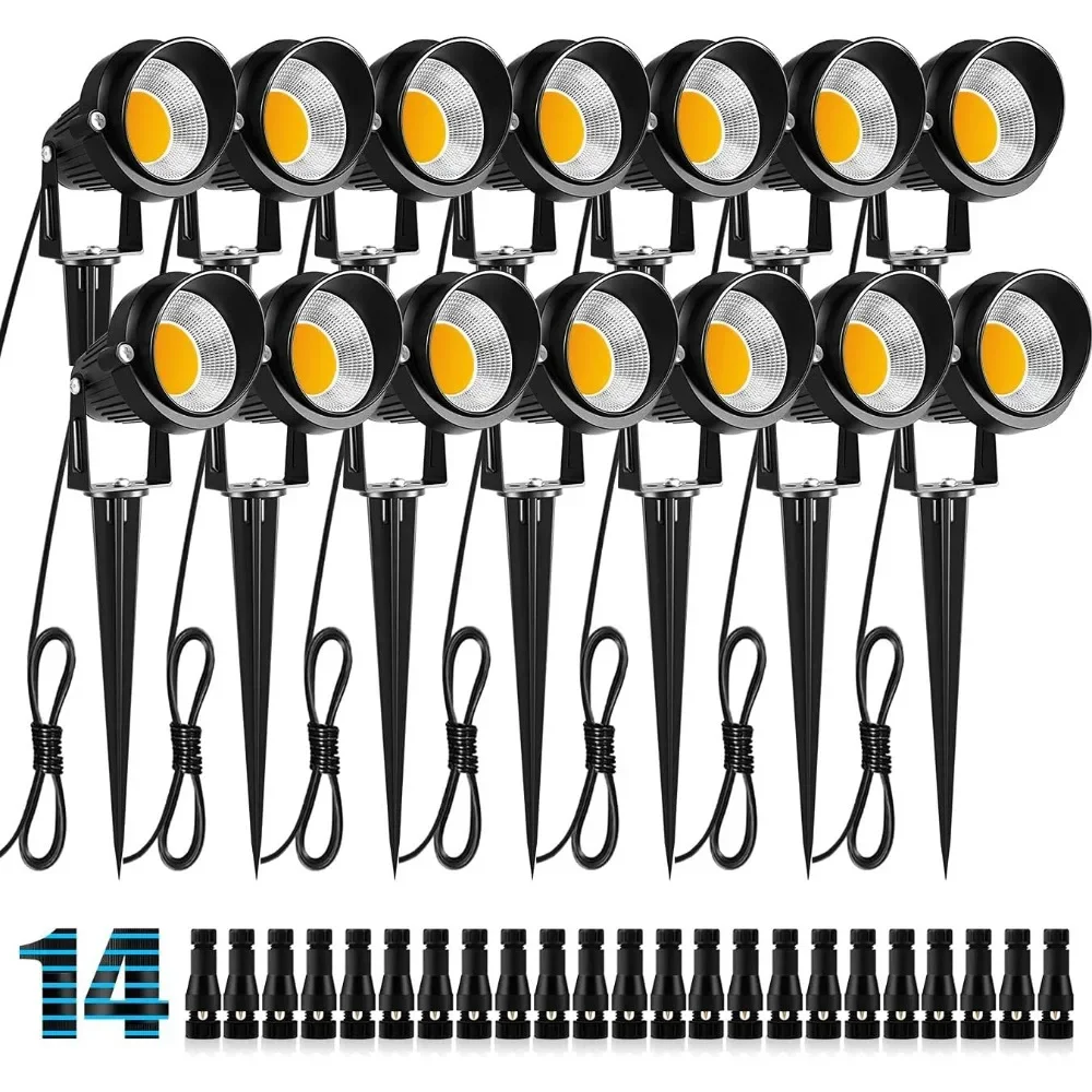 

10W Low Voltage Landscape Lights LED Landscape Lighting with Connectors,12V Outdoor Spotlights Yard Garden Lights,(14 Pack)