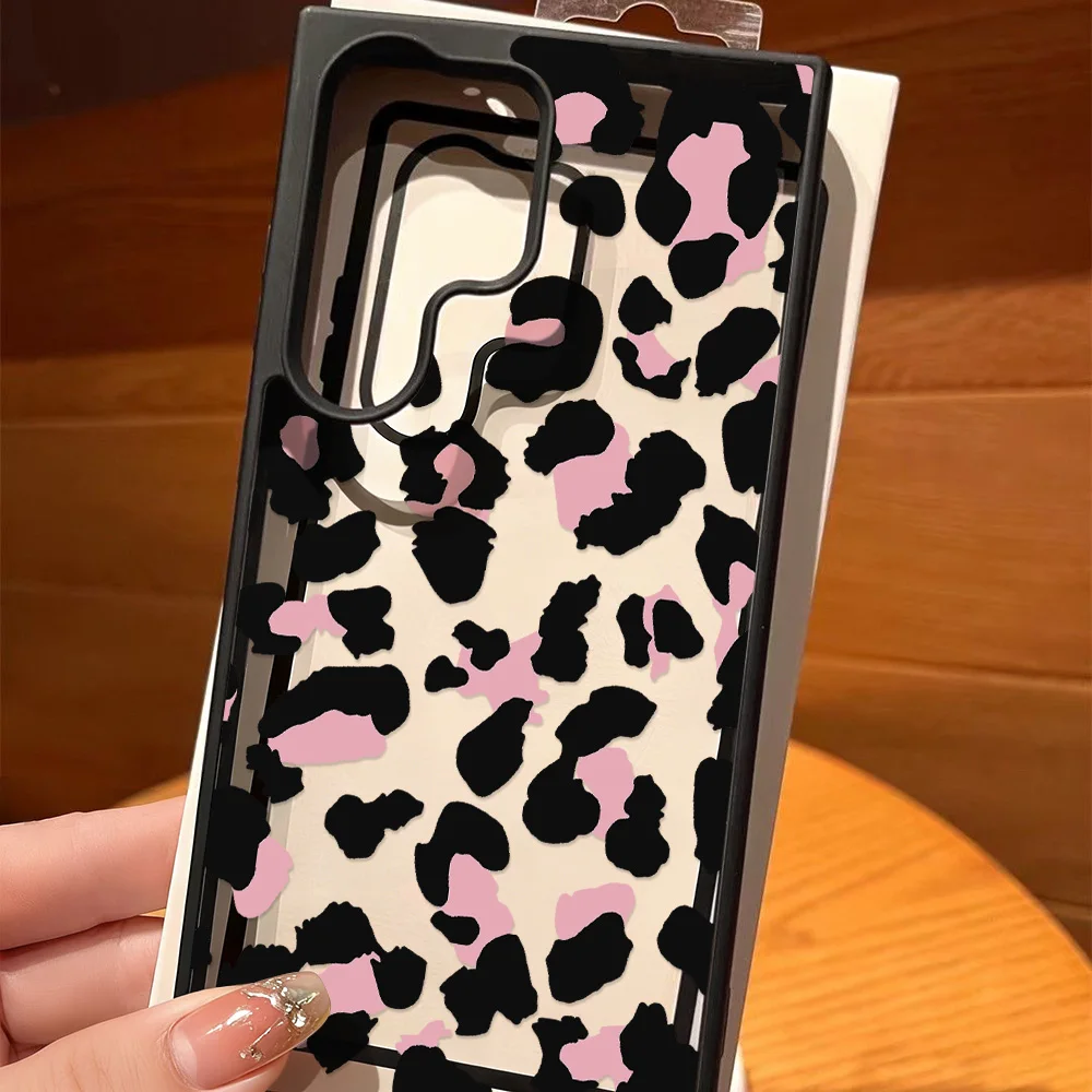 INS Leopard Print Phone Case For Samsung A56 5G A16 A55 A54 A36 A17 A07 A15 S24 FE S25 S26 Ultra S23 Matte Hard Shockproof Cover