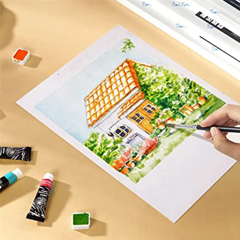 

Classic-60 листов холодного отжима, 50% хлопок и 140 фунтов/300 Г/м2, бескислотная белая бумага, художественная бумага (10,63 х 7,68 дюйма)