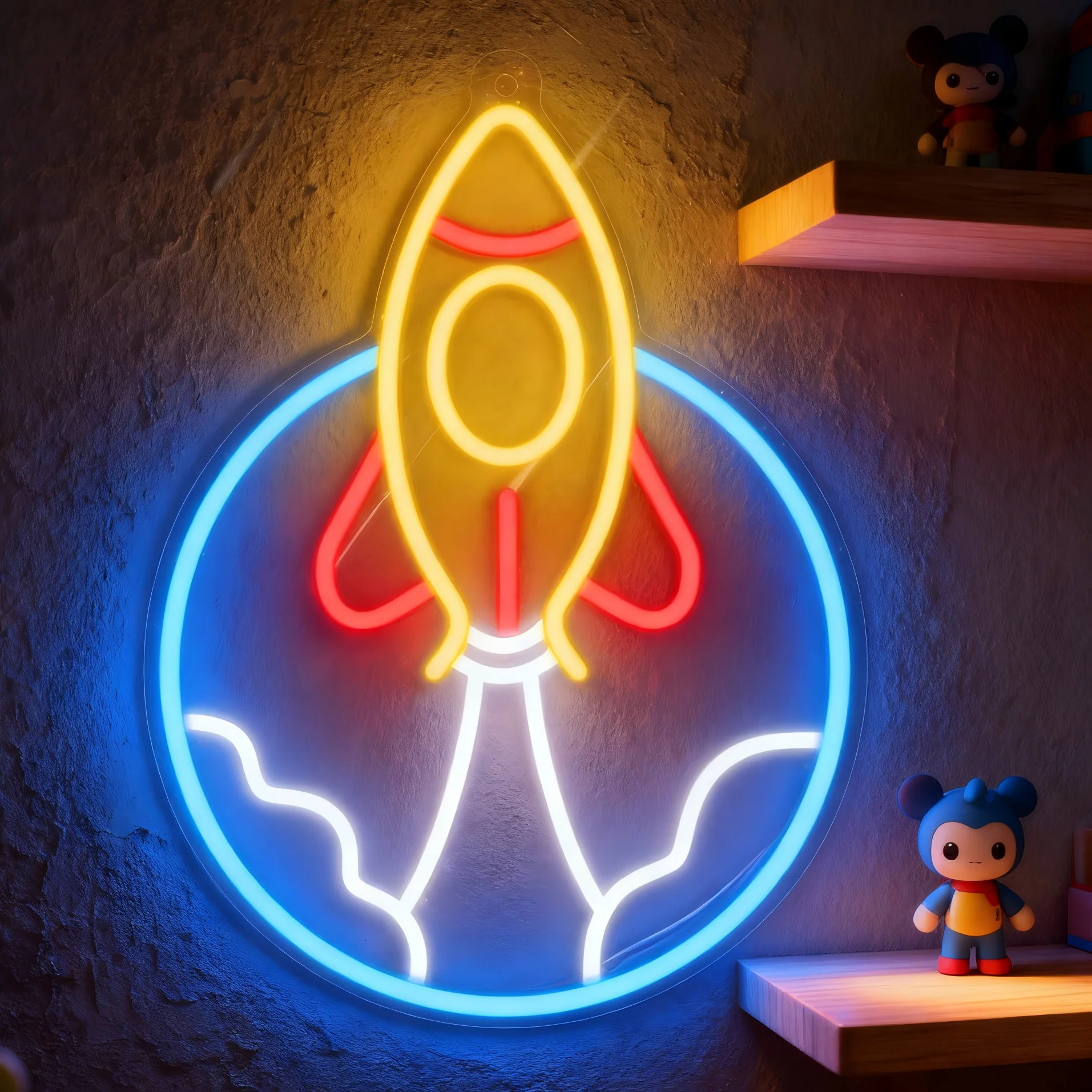 ロケットledネオンサインライト屋内装飾ライト屋外装飾ライト寝室リビングルームゲーム誕生日プレゼント