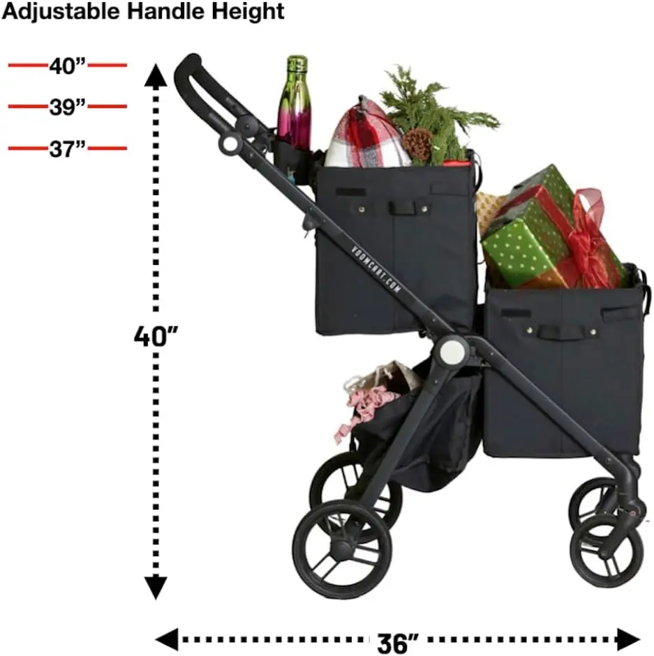 Personal Collapsible Grocery Cart with Wheels and Removable Baskets