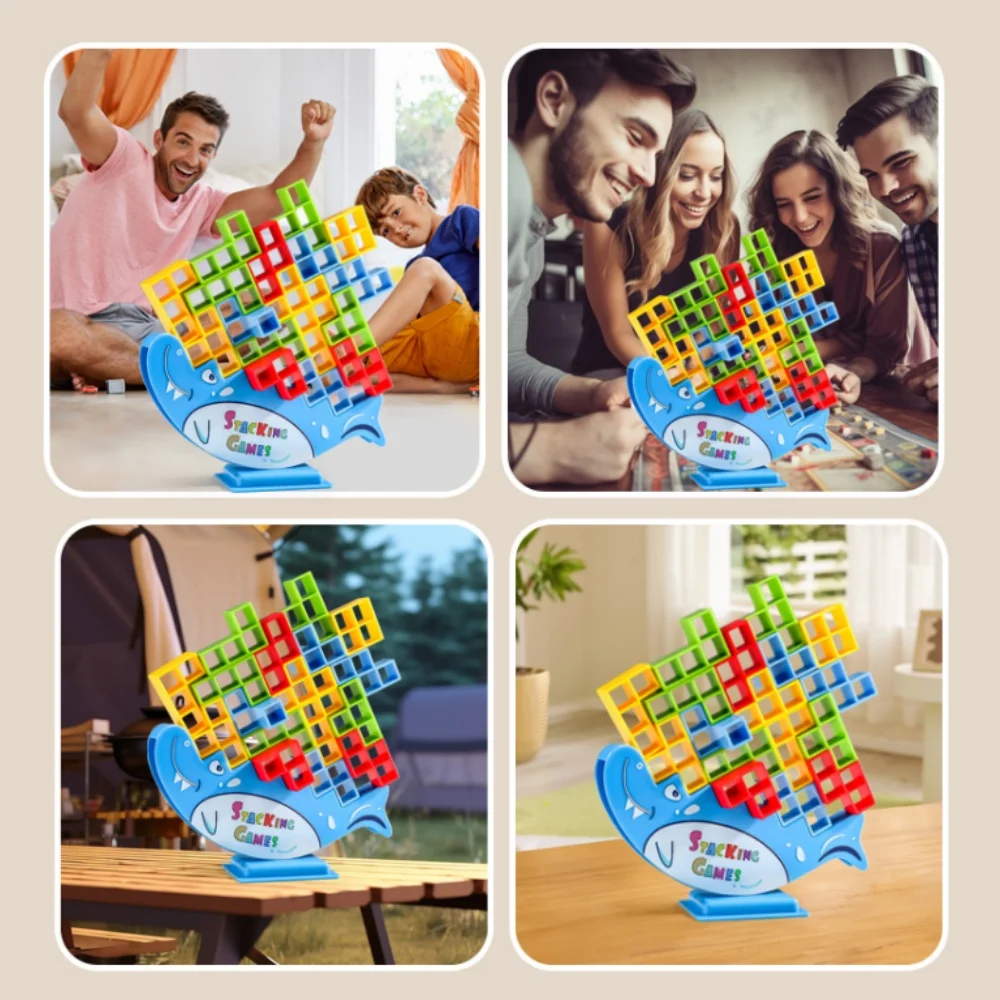 テトラタワー バランススタッキングブロックゲーム - 家族、パーティー、旅行、クリエイティブプレイ向けのカラフルで楽しい2人用ボードゲーム