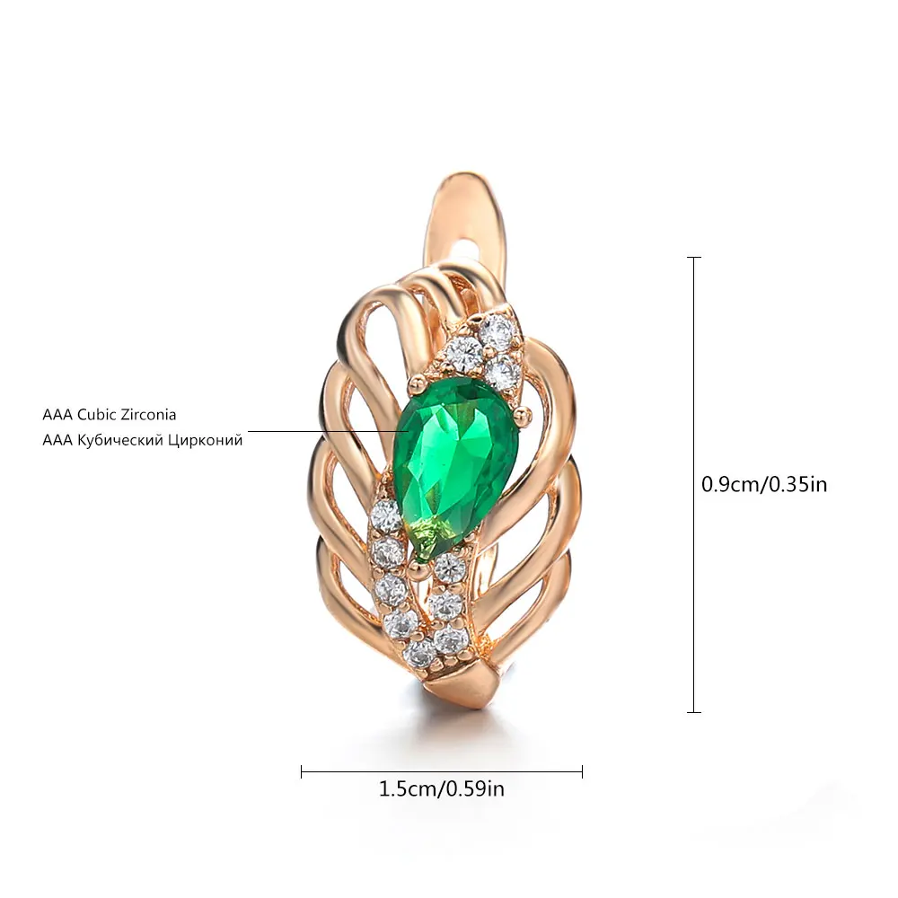 Elegant Hollow Leaf-Shaped Earrings Luxurious Multi-Color Drop-Shaped Gemstone Ear Studs Women's Formal And Casual Gift