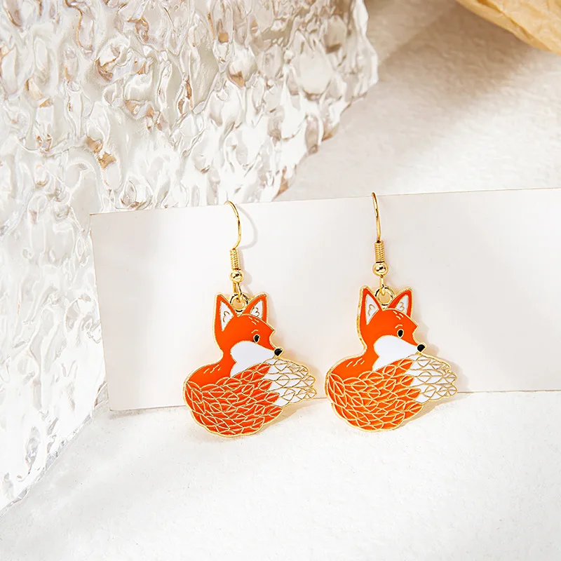 Cute Animal Snake Rabbit Koi Cat Ethnic Earrings For Women Girls Enamel Painted Colorful Delicate Gold Color Earrings Jewelry