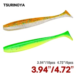 TSURINOYA-señuelo suave para gusanos de cola en T de 100mm y 120mm, cebos blandos artificiales, delineador fácil, olor añadido, para pesca de lubina, Wobblers