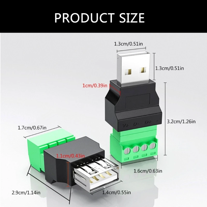 No Solder USB 2.0 Adapter Heads USB Turn 4 Pin Terminal Adapter For Seamless Data Cable Repairs