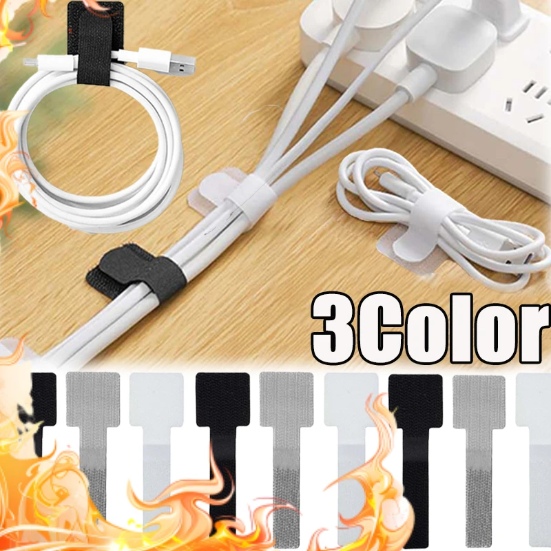 New Reusable Cable Ties Velcro Ties Self-Adhesive Power Cord Cable Holder Adjustable Cord Storage Desktop Organiser Manager