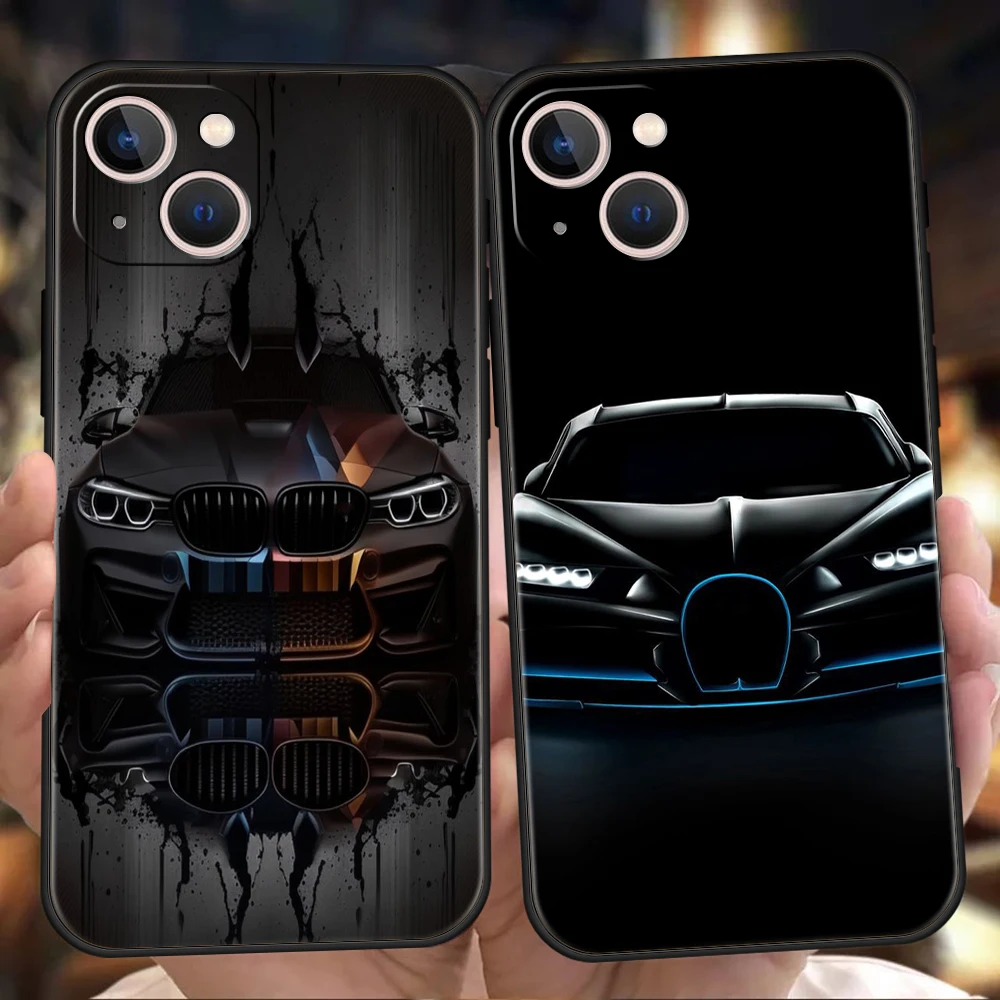 Cool Sports Black Car Phone Case Cover, Silicone Antichoc, Soft Shell Capas, iPhone 16, 15, 14, 13, 12, Pro Max, Poly XS, 11, 7, 8 Plus