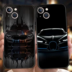 Cool Sports Black Car Phone Case, Shockproof Silicone Soft Shell, Capa para iPhone 16, 15, 14, 13, 12 Pro Max, XR, XS, 11, 7, 8 Plus