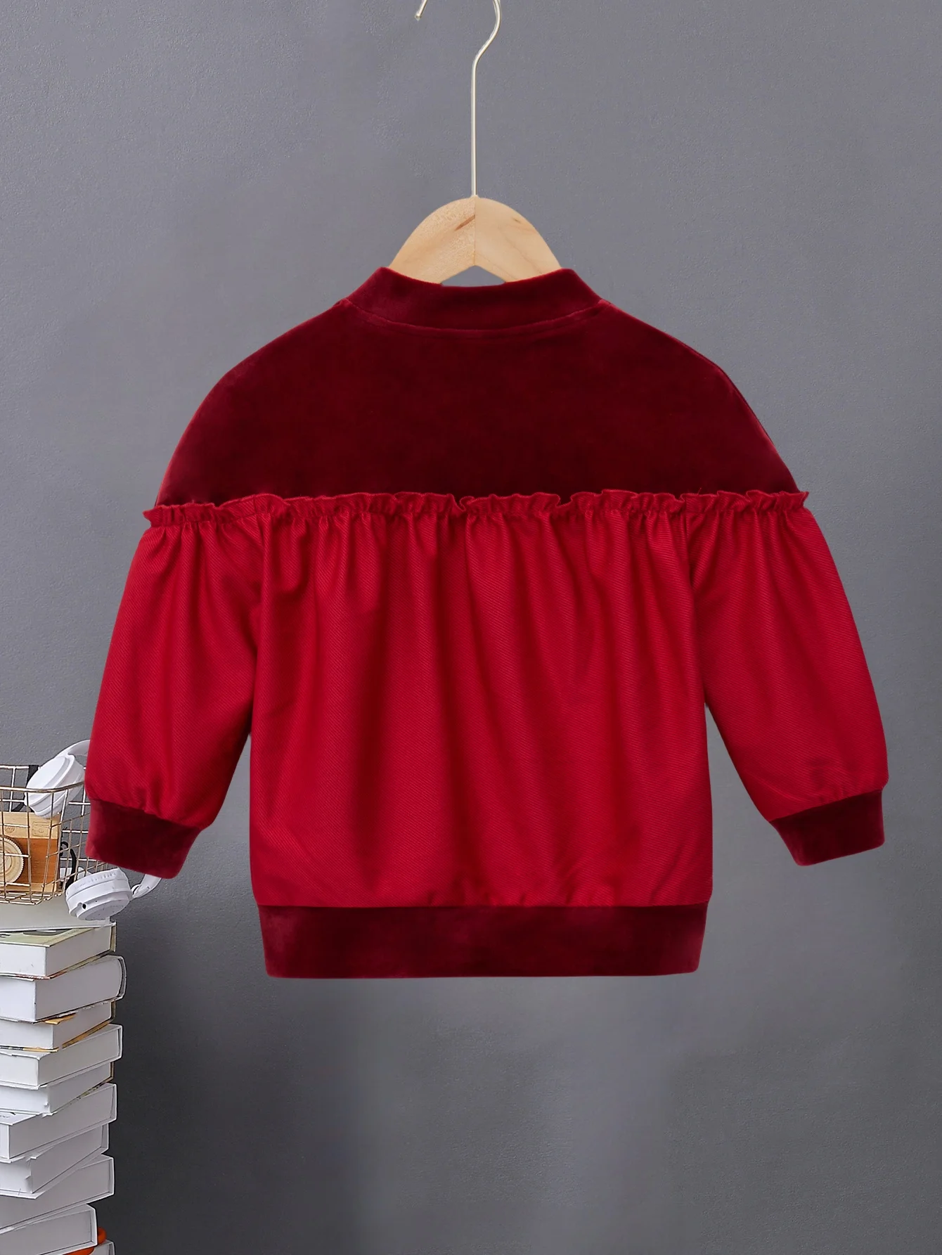 Girls Fashion Red Jacket - Comfortable Velvet and Elastic Design