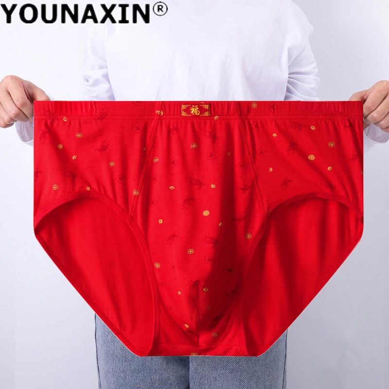Boxers rojos para hombre, ropa interior de talla grande, bragas de cintura alta para calzoncillos de mediana edad, ropa interior para maletero, pantalones cortos de Modal XL a 8XL