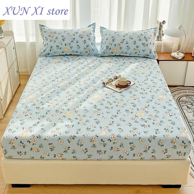 

New Cute Mattress Cover Soft Comfortable Bedding Bedspread on Bed Fitted Sheet with Elastic Band Queen King Size Bed Linen Cover