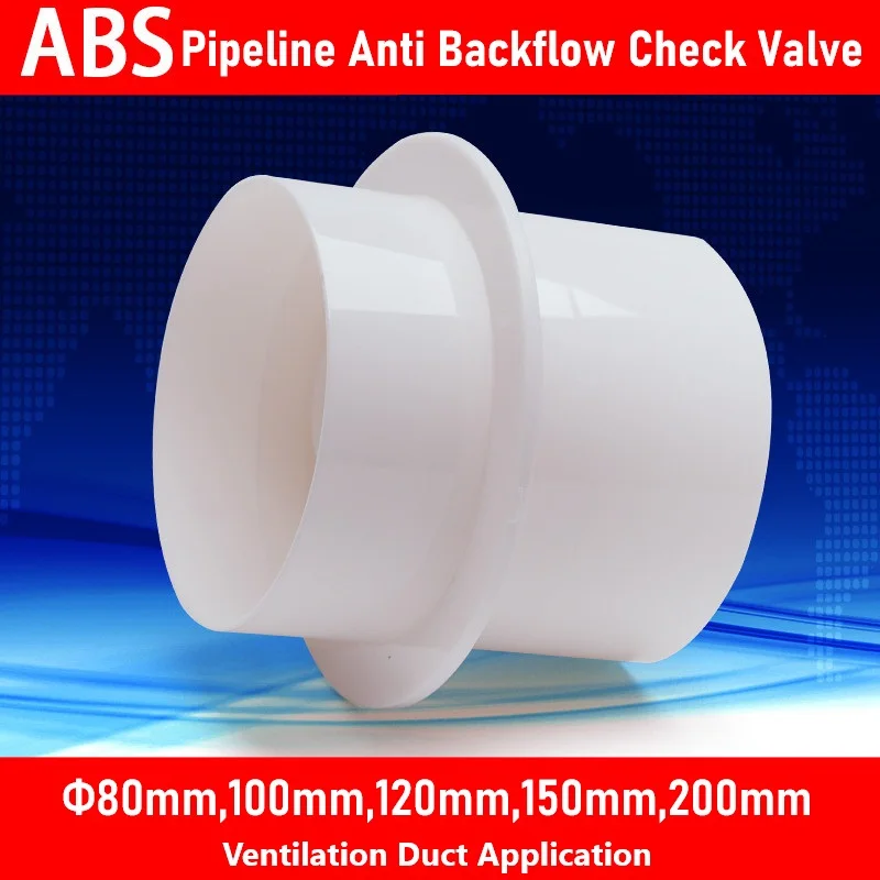 80-200mm ABS Exhaust Pipe Check Valve Round Anti Odor Valve For Washing Room Kitchen Range Hood Aluminum Foil Tube Fan