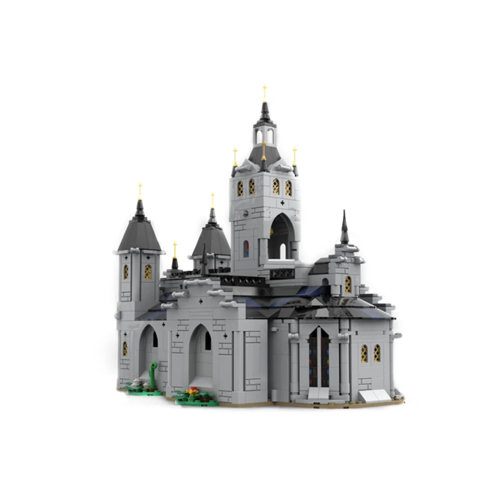 Gobricks MOC-modelo de iglesia Medieval, bloques de construcción, arquitectura de Castillo blanco clásico, ladrillos de montaje, juguete DIY, regalo para niños