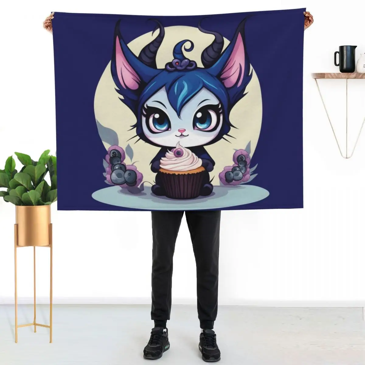 

Blueberry M Cat Throw Blanket Warm Flannel Blanket for Couch Chair Bedroom