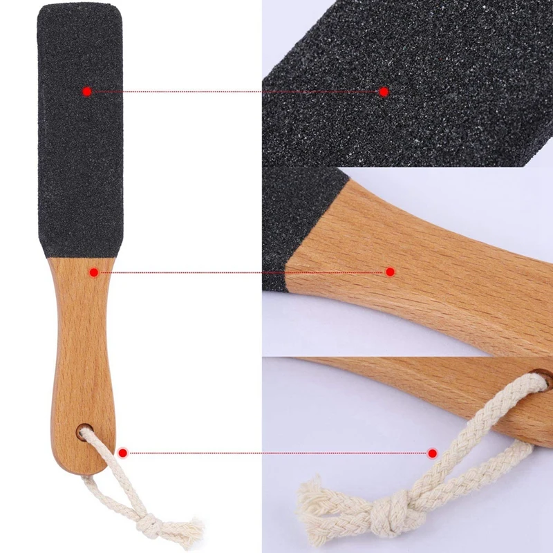 2 Pieces Foot File Callus Remover Heel Grater Wooden Handle Foot Scrubber Foot Filer