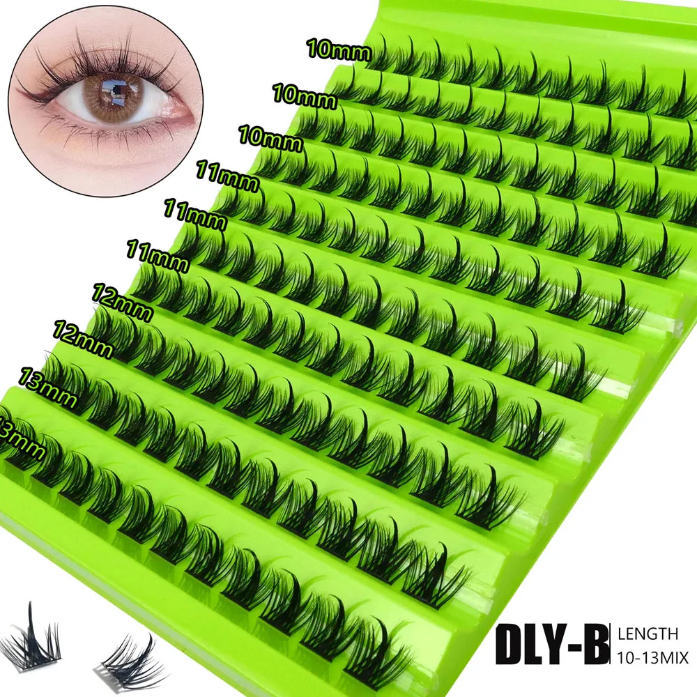 Extensão natural de 10 linhas, cílios postiços misturados, alta capacidade, faça você mesmo, cílios de maquiagem russos segmentados