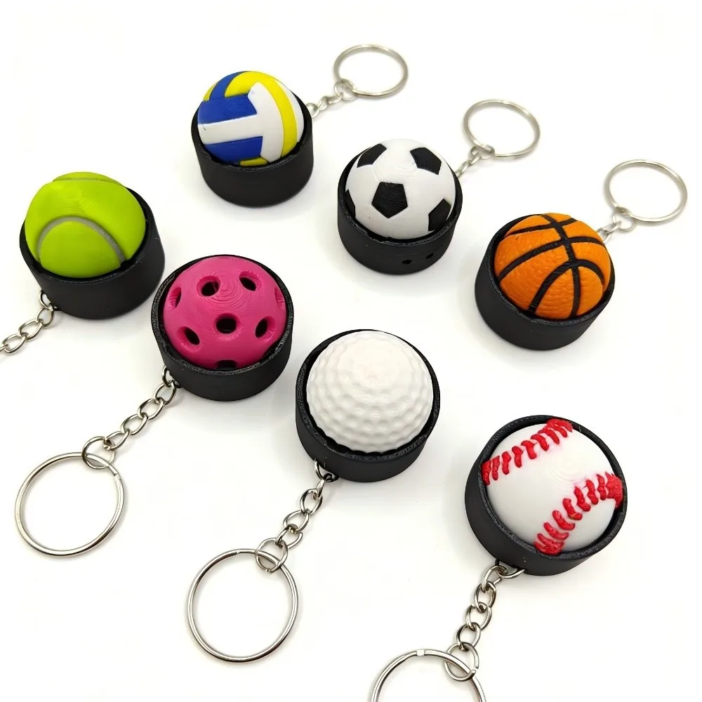 Portable 3D Printed Spherical Button Keychain Clicker Stress Relief Keyrings Keychain Pendant Adults