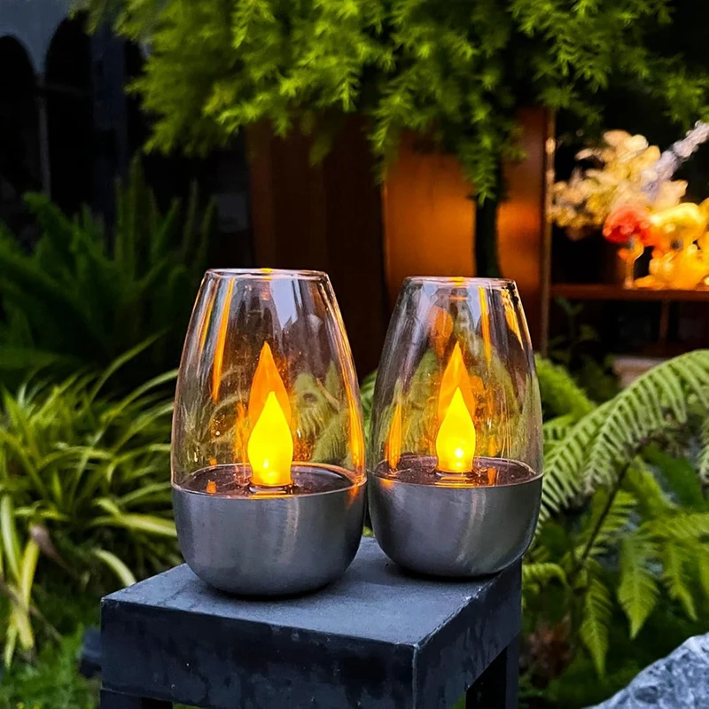 Solar Power Tea Lights Outdoor Candle Flameless Flicker Waterproof Solar Table Lamp LED Candles With Dusk To Dawn 6Pack