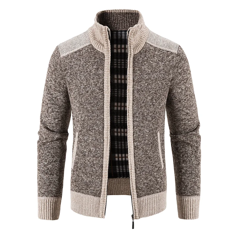 

Men's Turtleneck Sweater Jacket New Autumn Winter Plush Coat Zipper Cardigan Sweaters Man Casual Knitwear Sweater Male Clothing