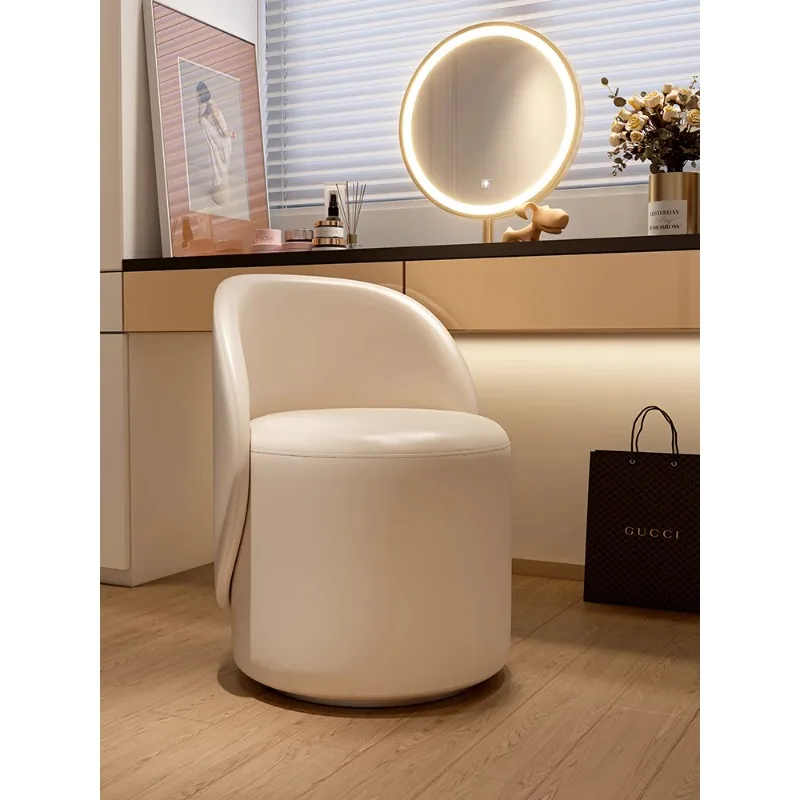 

Bedroom rotating makeup stool light luxury senior dresser round stool home makeup chair backrest Internet celebrity cream wind