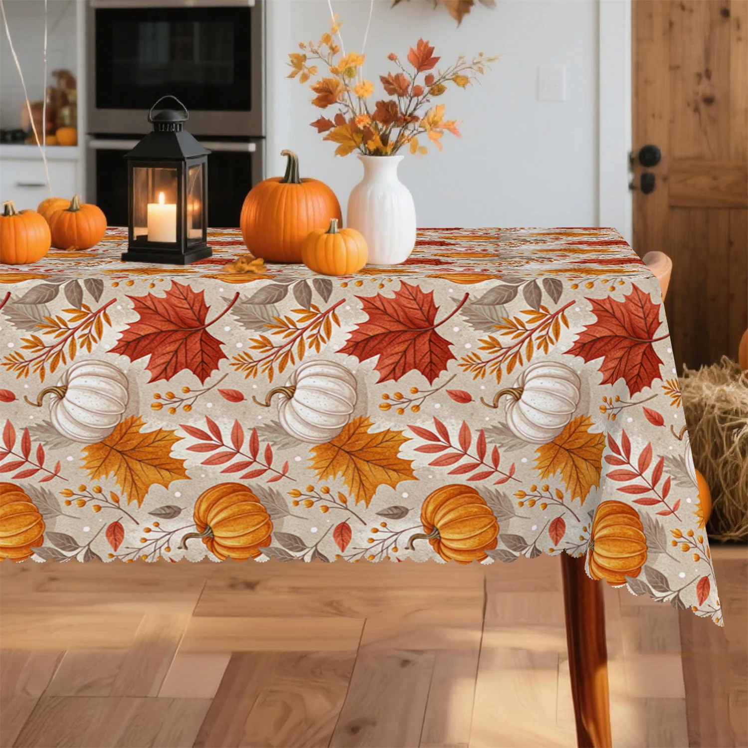 A set of pumpkin leaves, fruits and stems for autumn tablecloth, 1 piece per pack, suitable for Thanksgiving table.PMJ