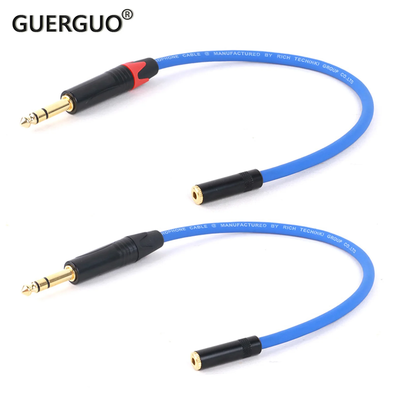 

6.35mm Stereo TRS Male Jack To 3.5mm Stereo TRS Female Jack Aux Cable Adapter For Guitar Amplifier Mixers Audio Auxiliary